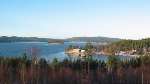 Schweden Am Fluss Ångermanälven an der Högakustenbrücke (schwedisch Högakustenbron)