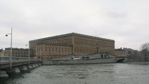 Stockholm Kungliga Slottet - Königliches Schloß von der Strömgatan aus gesehen
