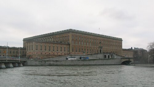 Stockholm Kungliga Slottet - Königliches Schloß von der Strömgatan aus gesehen