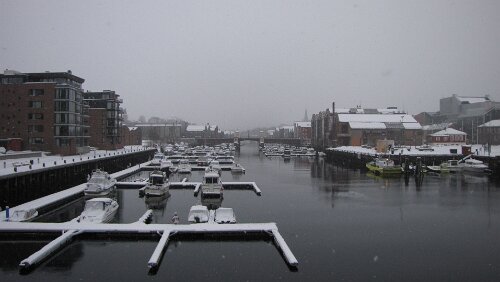 Trondheim – Mosjøen leichter Schneefall in Trondheim