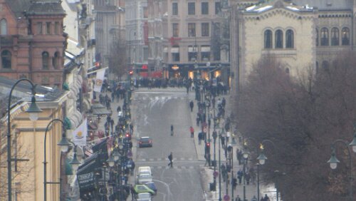 Geilo – Oslo Blick vom Königlichen Schloss auf die Karl Johans gate