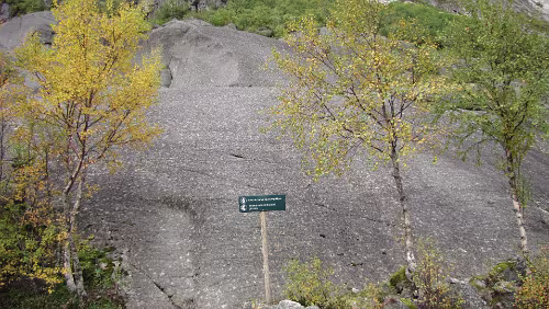 Flåm – Briksdalsbre – Briksdalsbreen Vom Gletscher glatt geschliffene Flächen aus der Nähe