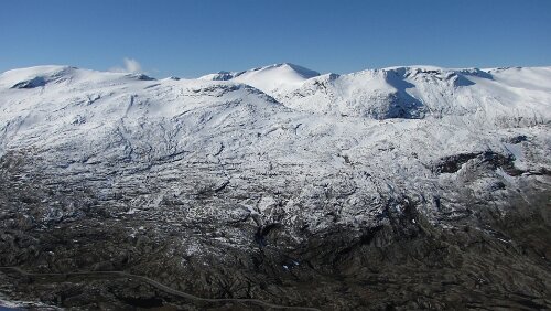 Briksdalsbre – Dalsnibba – Geiranger – Trollstiegen – Trondheim Blick von der Dalsnibba 1.476 m, links unten die 63 nach Geiranger