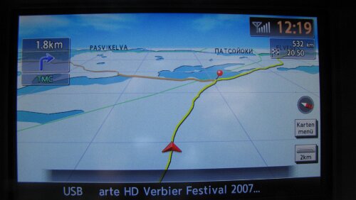 Vadsø – Kirkenes – Grense Jakobselv – Rovaniemi Die grüne Linie auf dem Navi zeigt die Grenze zu Russland