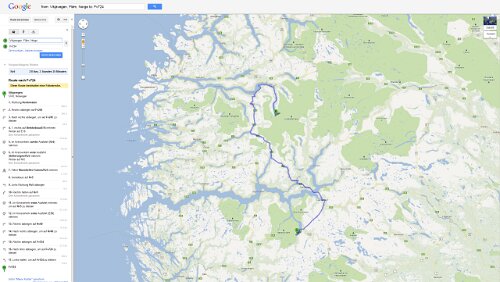 Tour Planung 08 - Vikjavegen, 5743, Norwegen nach Fv724 - Google Maps - Opera Fr 21.09.2012 – Flåm - Briksdalsbre Größere Kartenansicht