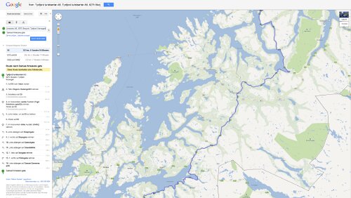 Tour Planung 11 - Tysfjord turistsenter AS nach Samuel Arnesens gate - Google Maps - Opera Mo 24.09.2012 – Storjord - Tromsø Größere Kartenansicht
