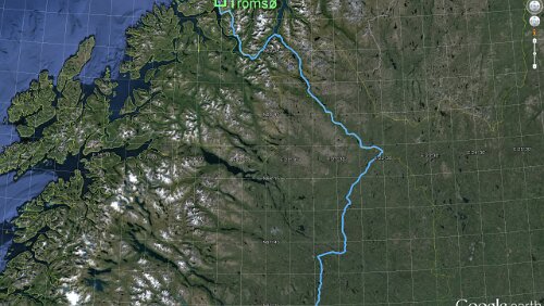 Koskullskulle – Tromsø Mittwoch: Koskullskulle - Tromsø, 5 Std. 54 Min. / 475.73 km