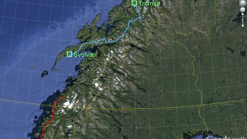Tromsø – Svolvær Montag: Tromsø - Svolvær, 5 Std. 14 Min. / 416.75 km
