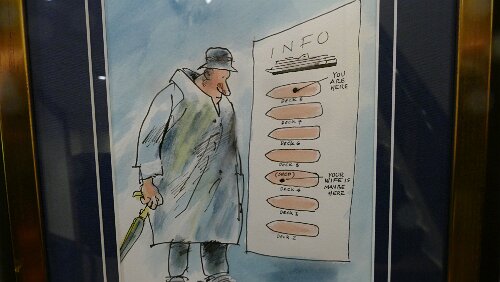 Tromsø – Svolvær Ein paar lustige Zeichnungen in den Treppenaufgängen des Schiffes