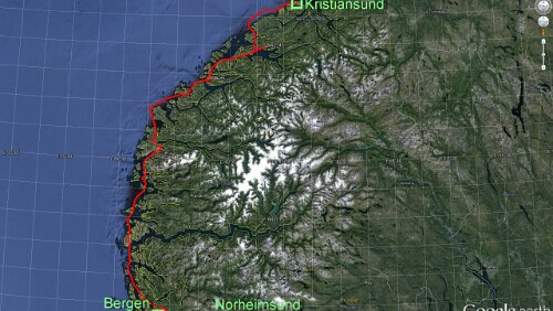 Bergen – Norheimsund Donnerstag: Bergen - Norheimsund, 1 Stunde 14 Min. / 77.23 km