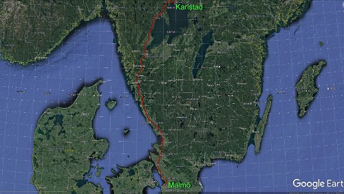 Malmö – Karlstad Malmö – Göteborg – Karlstad, ‚Clarion Hotel Plaza‘, 5 Std. 36 Min. (516 km), über E45