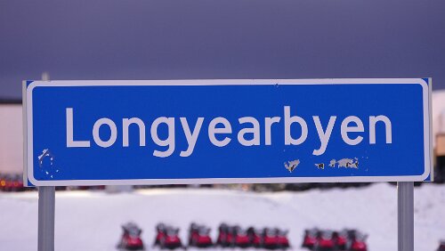 Longyearbyen Ortsschild von Longyearbyen