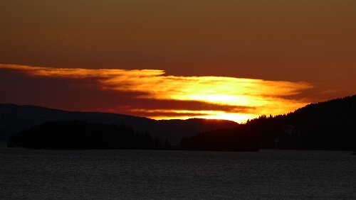 Nesna – Trondheim Sonnenuntergang am Snåsavatnet