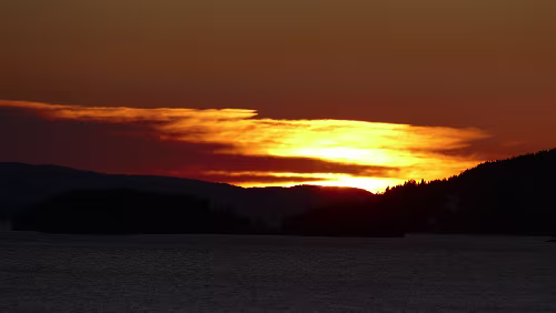 Nesna – Trondheim Sonnenuntergang am Snåsavatnet