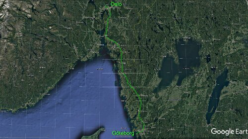 Oslo – Göteborg Fr 10.02.2017 Oslo – Göteborg, 3 Std. 14 Min. (306 km), über E6
