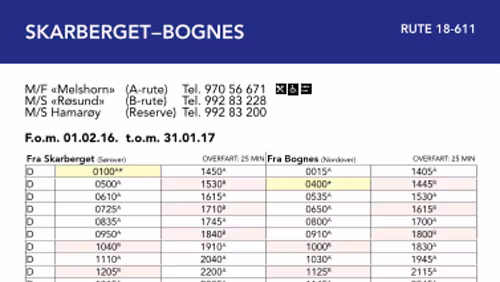 2017 01 31 - SKARBERGET - BOGNES RUTE 18-611 SKARBERGET - BOGNES RUTE 18-611
