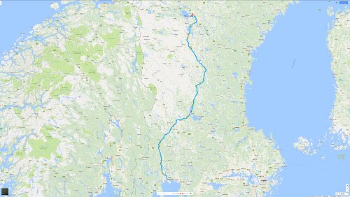 03 - 30.01.2017 Mo 30.01.2017 Karlstad – Malung – Sveg – Östersund, 'Hotell Linden, 7 Std. 26 Min. (587 km), über E45