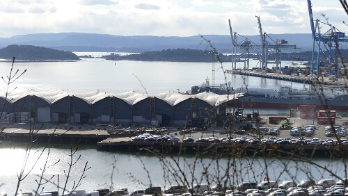 Malmö – Oslo Erste Blicke von der Unterkunft auf den Oslofjord