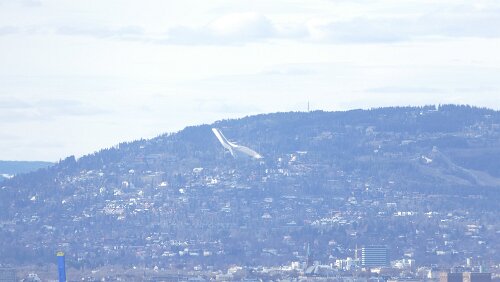 Oslo Ein phantastischer Blick vom Signo Conrad Svendsen senter auf die Stadt. Der Holmenkollen ist gut zu erkennen