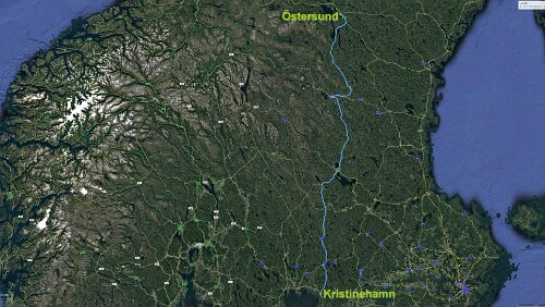 Kristinehamn – Östersund Mo 29.01.2018 Kristinehamn – Malung – Sveg – Östersund, ‚Hotell Linden‘, 6 Std. 44 Min. (531 km) / Karte