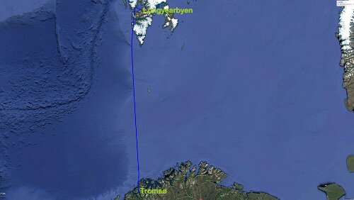 Tromsø – Longyearbyen Do 01.02.2018 FLY Tromsø – Longyearbyen; SK4414, 738, 12:20 – 14:00, ‚Coal Miners’ Cabins‘ / 1 Std. 40 Min. Karte