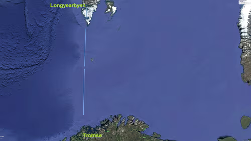 Longyearbyen – Tromsø So 04.02.2018 Svalbard – FLY Longyearbyen – Tromsø; SK 4425, 738, 14:45 – 16:20 Tromsø – ‚Sydspissen Hotel‘ / 1 Std. 35 Min. Karte