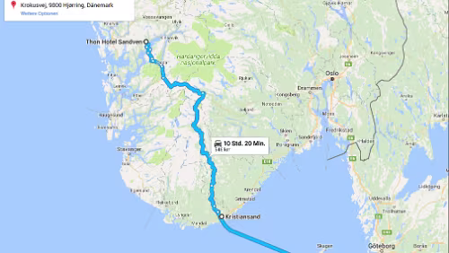 Tagestour Fr 09.02.2018 Norheimsund – Hjørring, ‚Hjørring Kro‘, 10 Std. 20 Min. 6 Std. 20 Min. (390 km) Norheimsund - Kristiansand / 15 Min. (15,1 km) Hirtshals -...