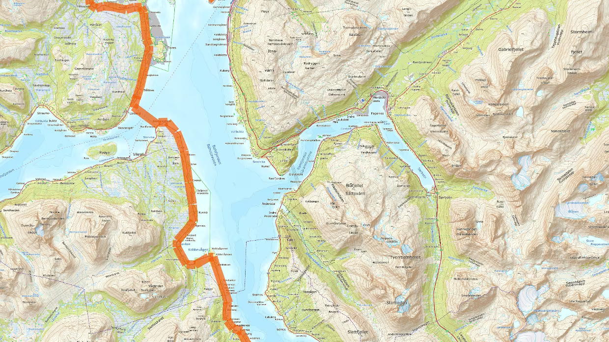 Alternative Streckenführung Tromsø – Straumen