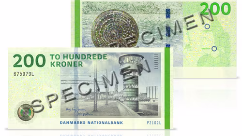 Sedle 200-kronesedlen – Knippelsbro og bælteplade fra Langstrup. © Danmarks Nationalbank
