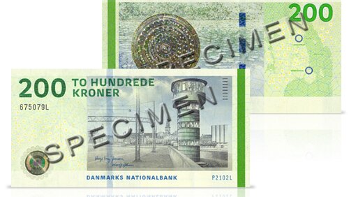 Sedle 200-kronesedlen – Knippelsbro og bælteplade fra Langstrup. © Danmarks Nationalbank