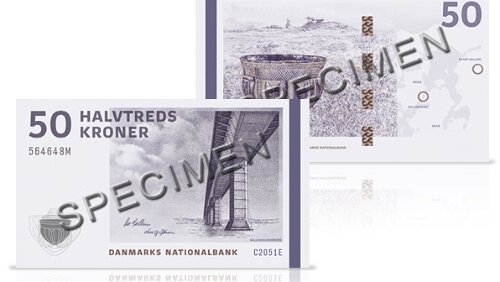 Sedle 50-kronesedlen – Sallingsundbroen og Skarpsalling-karret. © Danmarks Nationalbank