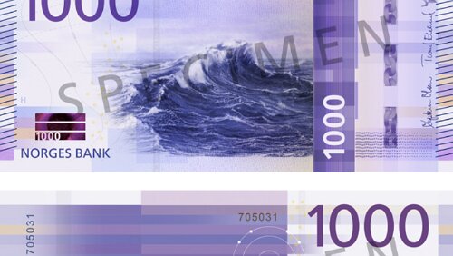 Seddel Ny 1000-kroneseddel, Utgave VIII, Planlagt utgitt 4. kvartal 2019, © Norges Bank