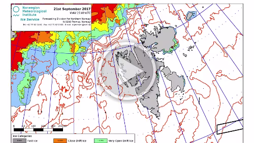Eiskarten Eiskarten als Video, der Fram Strait , Quelle: Norwegian Ice Service - MET Norway