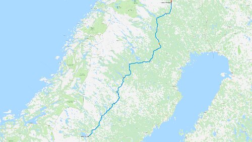 Östersund – Puoltikasvaara Di 29.01.2019 Östersund – Puoltikasvaara ‚Lappeasuando Lodge‘, 8 Std. 55 Min. (746 km) Karte / Karte