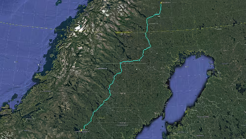 Östersund – Puoltikasvaara Di 29.01.2019 Östersund – Puoltikasvaara ‚Lappeasuando Lodge‘, 8 Std. 55 Min. (746 km) Karte / Karte