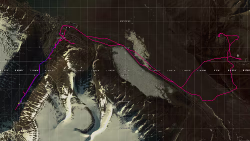 Longyearbyen Fr 01.02.2019 Longyearbyen; ‚Coal Miners’ Cabins‘ / Karte