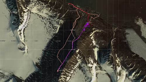 Longyearbyen Sa 02.02.2019 Longyearbyen; ‚Coal Miners’ Cabins‘ / Karte
