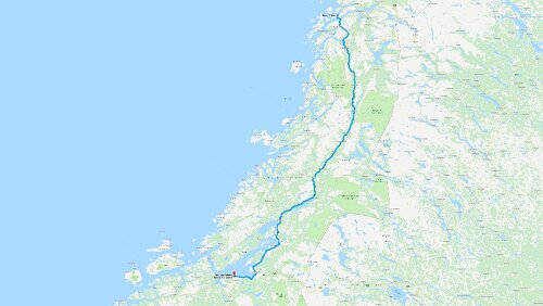 Nesna – Trondheim Di 05.02.2019 Nesna – Levang – Trondheim / 6 Std. 37 Min. (446 km) Karte / Karte