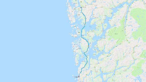 Bergen – Haugesund Do 07.02.2019 Bergen – Haugesund, ‚Flathauggaten 47‘, 3 Std. 10 Min. (139 km) Karte / Karte