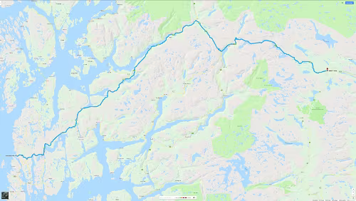 Haugesund – Haukeli Fr 08.02.2019 Haugesund – Røldal – Haukeli, ‚Haukeli Hotel‘, 3 Std. 2 Min. (193 km) Karte / Karte