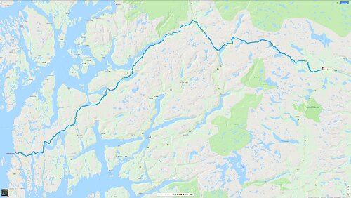 Haugesund – Haukeli Fr 08.02.2019 Haugesund – Røldal – Haukeli, ‚Haukeli Hotel‘, 3 Std. 2 Min. (193 km) Karte / Karte