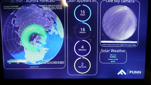 Tromsø – Longyearbyen Die Aussichten auf Polarlichter sind gar nicht so schlecht, aber gesehen habe ich keine.