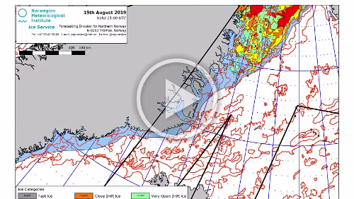 Eiskarten Eiskarten als Video, Denmark Strait , Quelle: Norwegian Ice Service - MET Norway
