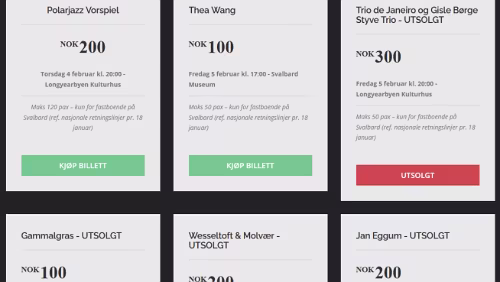 PolarJazz 2021 Bereits am ersten Tag (20.01.2021) sind 4 Veranstaltungen ausverkauft, es gibt auch nicht sonderlich viele Tickets.