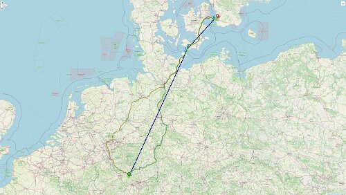 Hahnstätten – Puttgarden – – Rødby – Malmö Der Plan nicht über die [A7] zu fahren ist zwar aufgegangen, aber letztlich habe ich mich doch ganz schön vergurkt.
