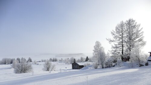 Östersund – Vuollerim Nebel und Sonne kämpfen.