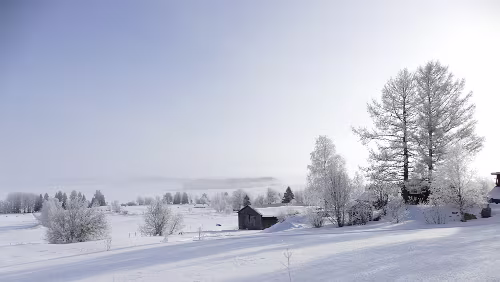 Östersund – Vuollerim Nebel und Sonne kämpfen.