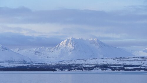 Tromsø – Longyearbyen Blick vom Rande des Flughafens in die Gegend um Tromsø.