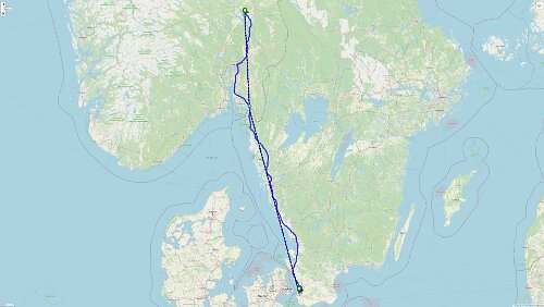 Hamar – Malmö Fahrt streng nach Plan.