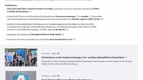 Corona Norwegen Reise- und Sicherheitshinweise (COVID-19-bedingte Reisewarnung) Stand 28.02.2022
